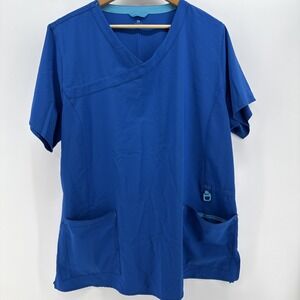 Carhartt Women's‎ Force Cross-Flex V-Neck Media Scrub Top Royal - 2X